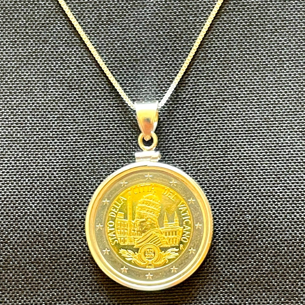 Special Edition Custom Made Collectible Vatican Euro Coin Necklace